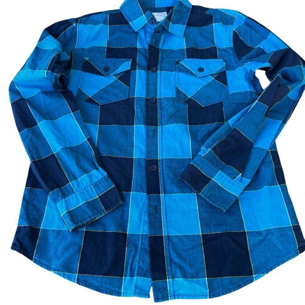 Warp & Weft plaid, cotton, button down, shirt, men's size M